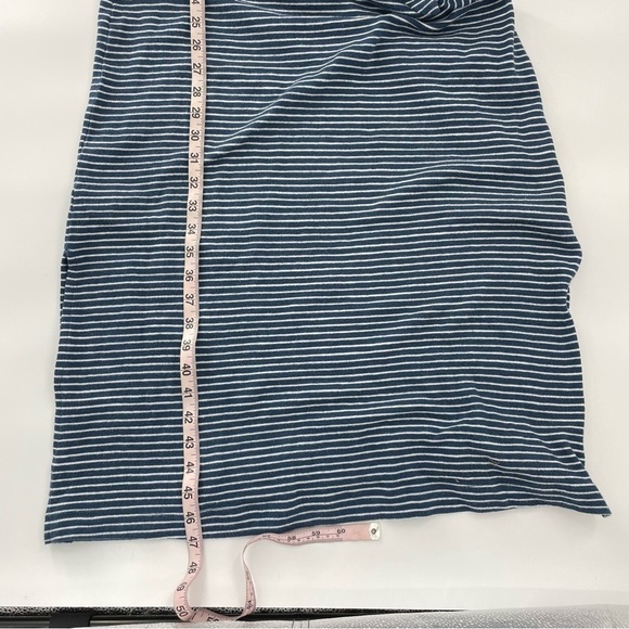 NWT Loft Striped Tie Waist V-Neck Midi Dress - 100% Cotton Blue Neutral - Picture 9 of 12